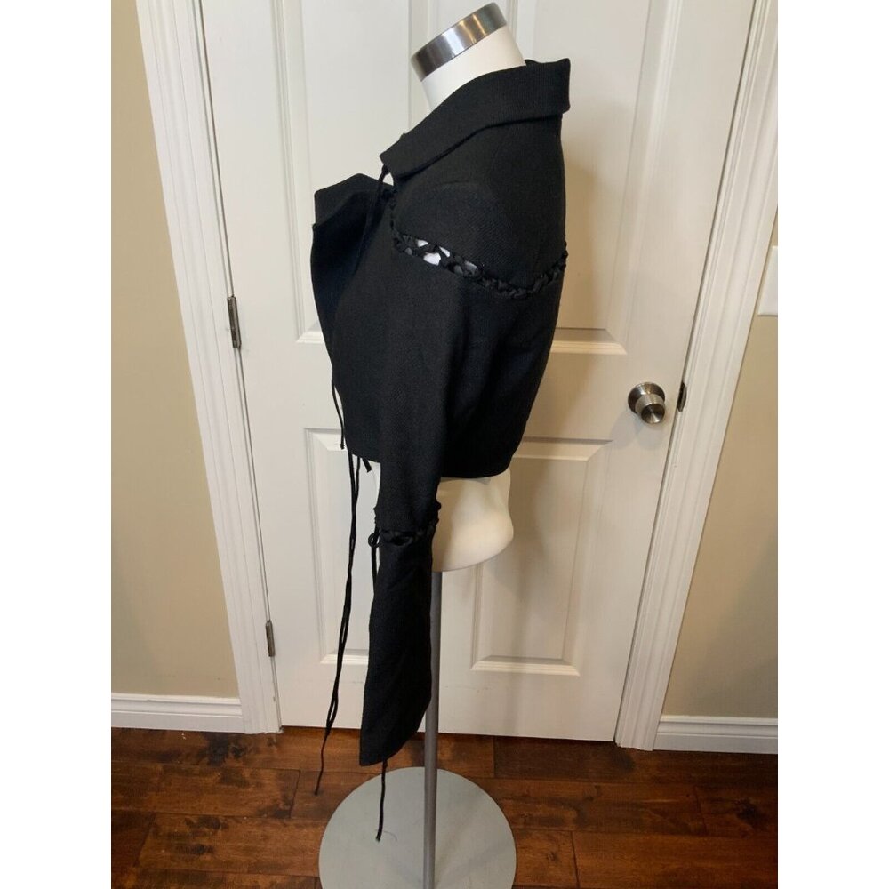 Aya Muse Sycamore Black Cropped Lace-Up Panel Jacket NWT $1018, Size Medium - Picture 5 of 7